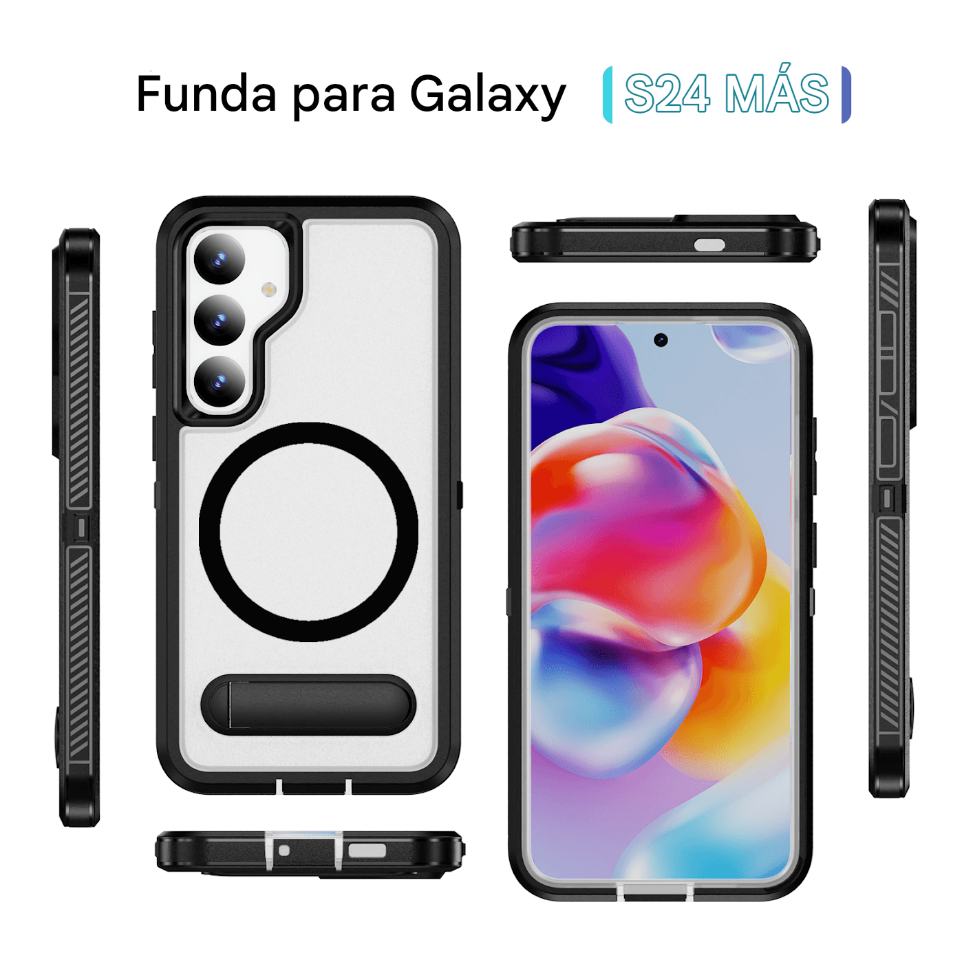 Imagen 2 del producto Case Coolbox GMobile para Samsung S24 Plus / S25 Plus Solid 360° con MagSafe, soporte integrado, protección completa, negro
